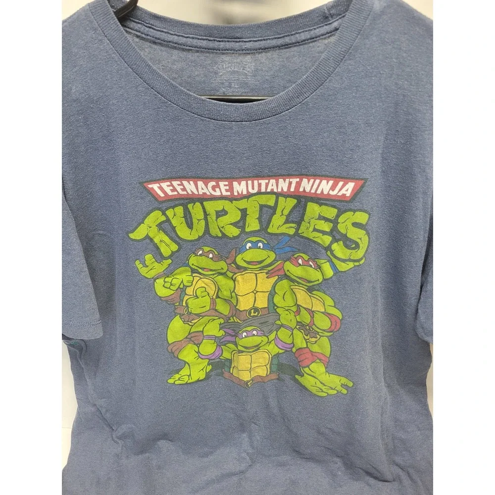 Teenage Mutant Ninja Turtles Graphic T-Shirt Mens XL Heather Blue Retro TMNT Tee